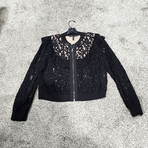 BCBG Maxazria Black Lace Crop Jacket Size M
